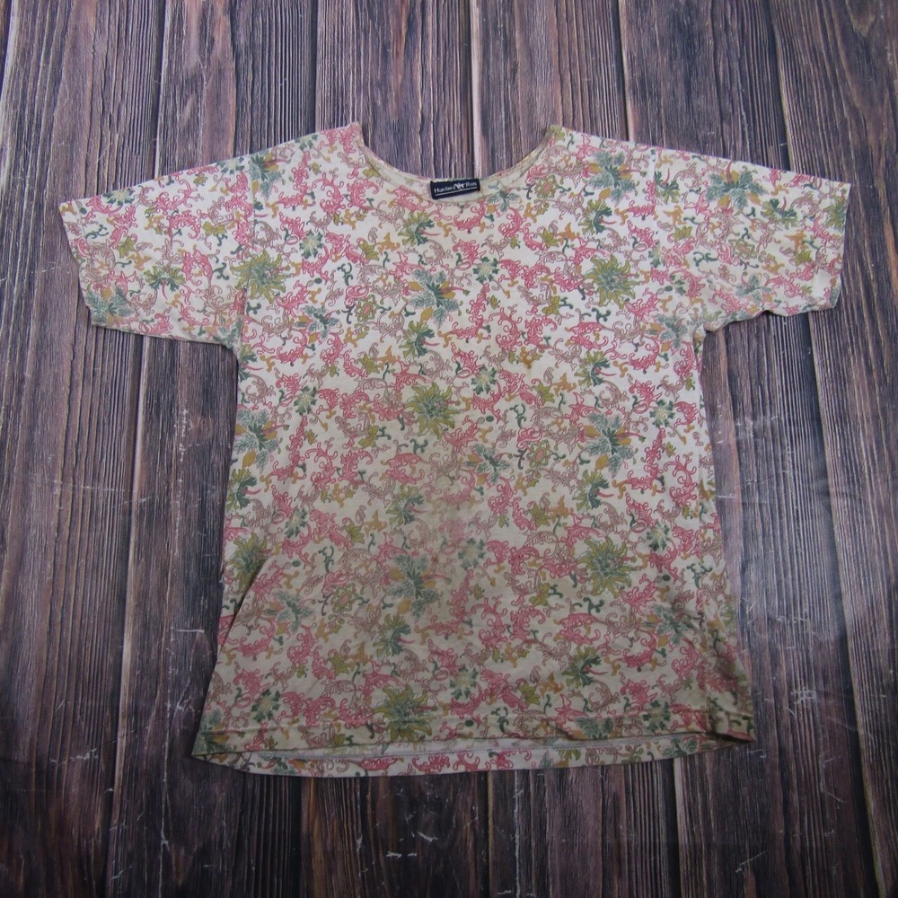 Hunters Run Womens Medium Multicolor Floral T Shirt Short Sleeve Granny Core‎